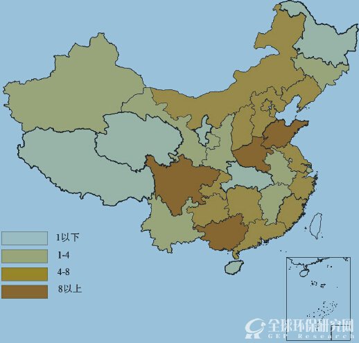 “十一五”全国危险废物设施规划危险废物填埋新增能力建设分布图