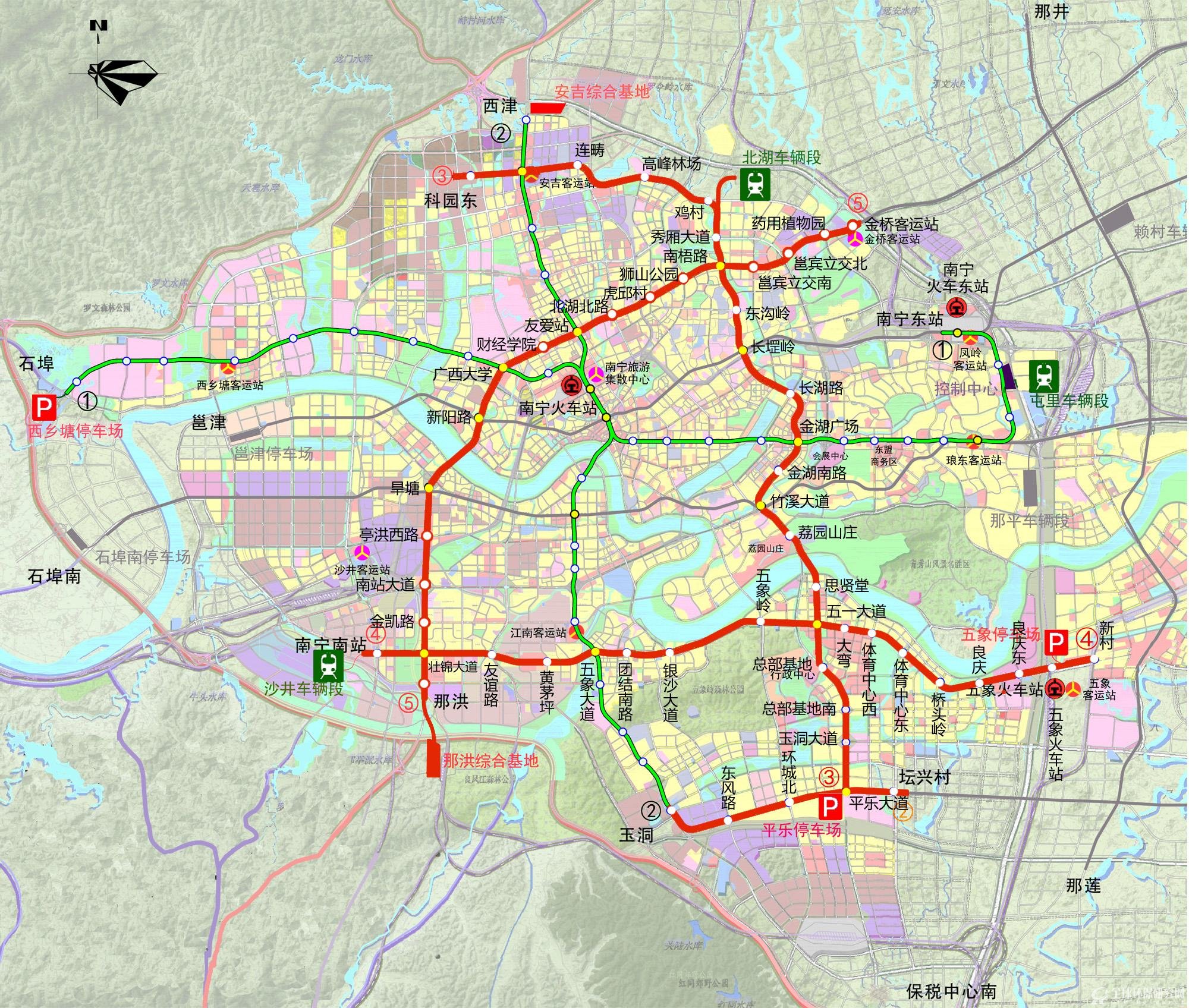 南宁市城市轨道交通近期建设规划（2015-2021年）示意图