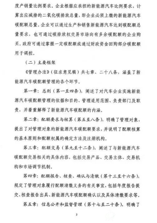 《新能源汽车碳配额管理办法》征求意见稿