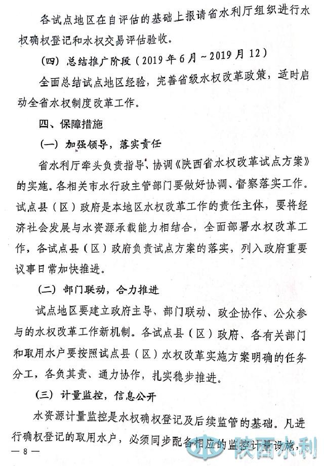 陕西省水权改革试点方案8